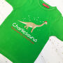 Personalised Christmas Dinosaur T Shirt, thumbnail 1 of 7