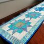 Table Runner With Star Patchwork In Blues And Greens, thumbnail 9 of 10