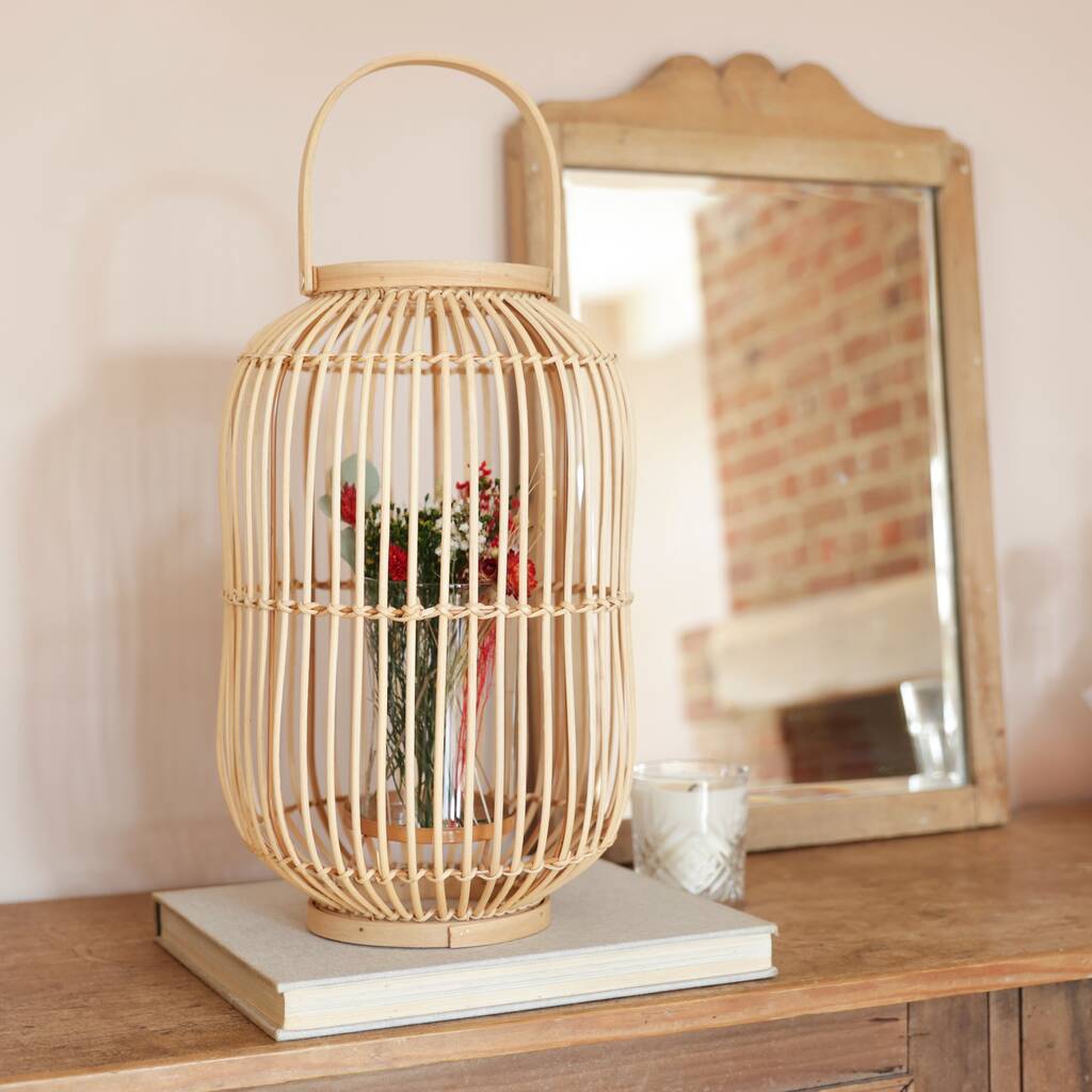 Hanging Rattan Lantern With Candle Holder By Lisa Angel