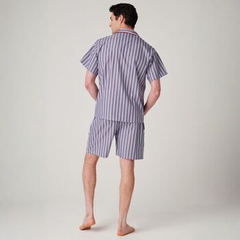 Men's 'Red Pop' Stripe Crisp Cotton Short Pyjama Set, 3 of 4