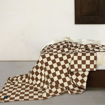 Sona Checkerboard Coffee And Cream Recycled Cotton Throw, 5 of 7