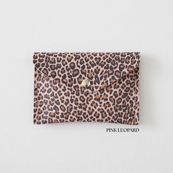 Suede Leopard Print Leather Purse | Handmade Envelope Card Holder, 3 of 5