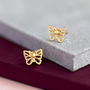 Gold Plated Outline Butterfly Earrings, thumbnail 3 of 7