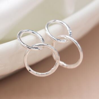 Sterling Silver Moving Linked Hoop Earrings, 4 of 8