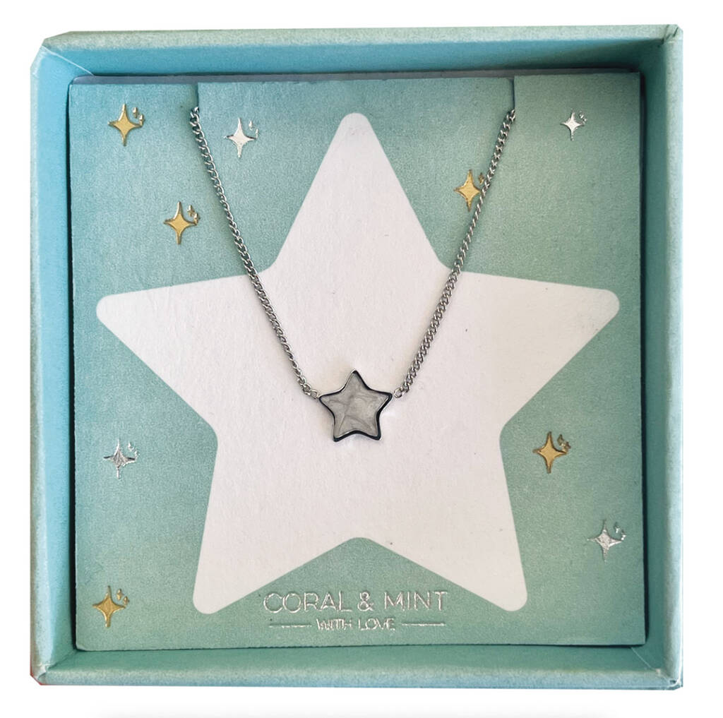 Christmas Edition White Sparkly Enamel Star Necklace, 1 of 2