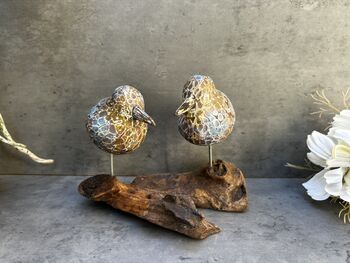 Colourful Hand Carved Wooden Birds On Teak Root Stand, 3 of 12