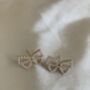 Gold Bow Knot Pearl Stud Earrings, thumbnail 4 of 5