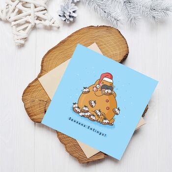 Cute Christmas Gingerbread Pudding Card, 5 of 9
