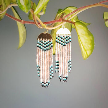 'Jay' Hand Beaded Feather Inspired Earrings, 3 of 5