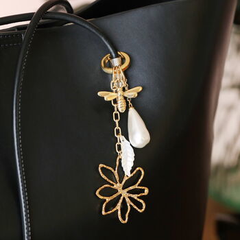Bee And Pearl Keyring And Bag Charm, 3 of 4
