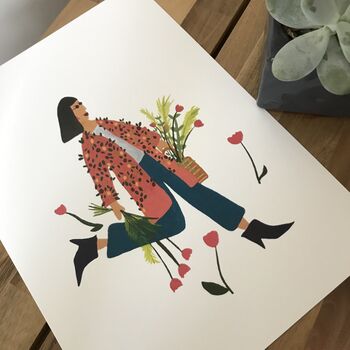 Flower Shopping Woman Art Print, 5 of 5
