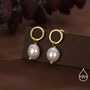 Sterling Silver Circle With Dangling Baroque Pearl Drop Stud Earrings, thumbnail 7 of 12