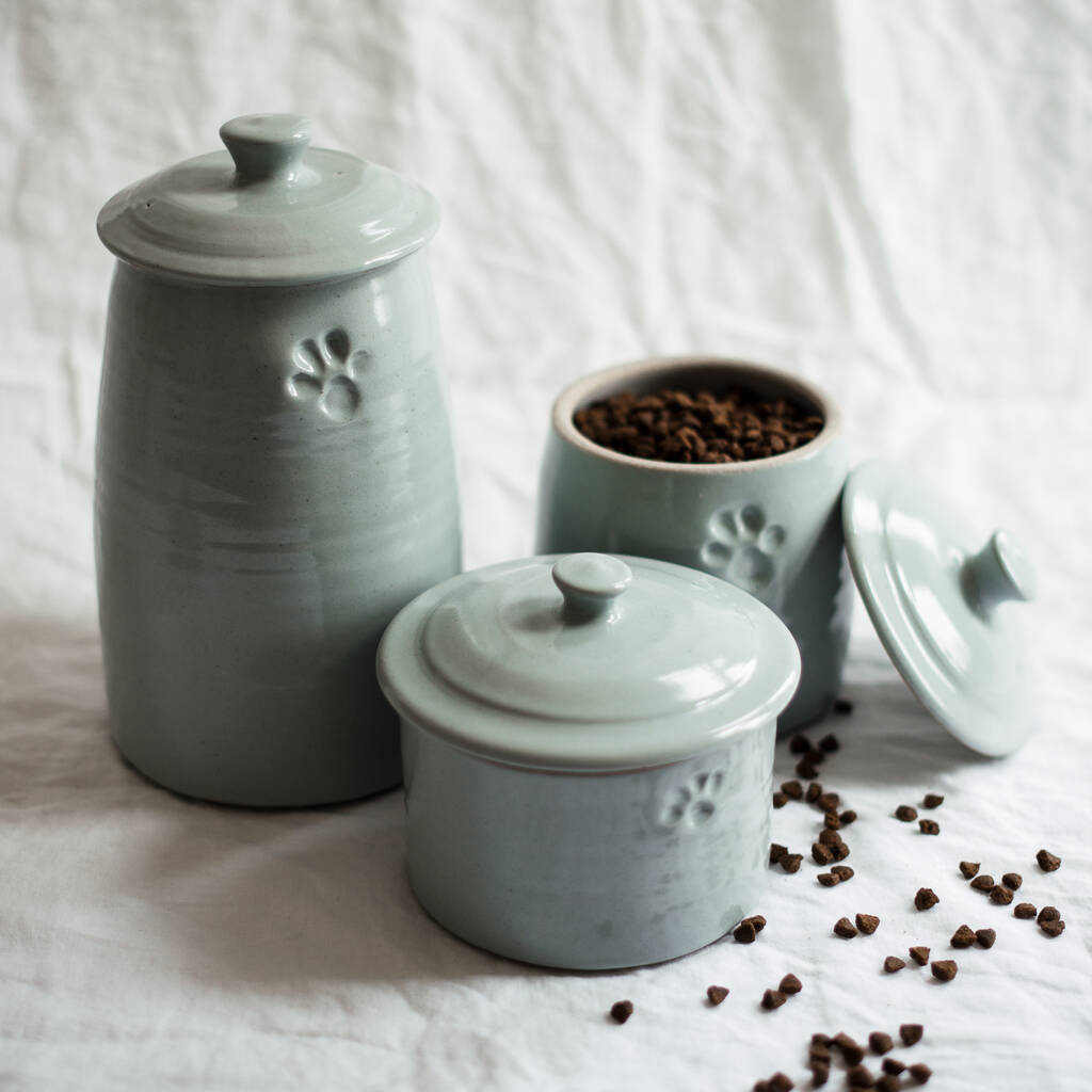 Hand Thrown Pottery Treat Jar In Purbeck Pebble Glaze By The Dandy Dog