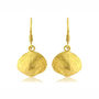 Gold Vermeil Clam Shell Earrings On Hooks, thumbnail 1 of 3