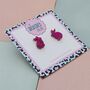 Hot Pink Rabbit Glitter Resin Stud Earrings, thumbnail 2 of 4