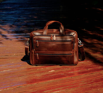 Vintage Look Genuine Leather Briefcase, 3 of 12