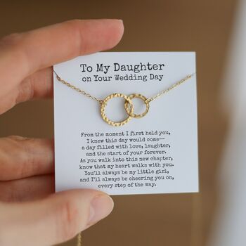 To My Daughter On Her Wedding Day Necklace – Interlocking Rings Wedding Gift, 8 of 9