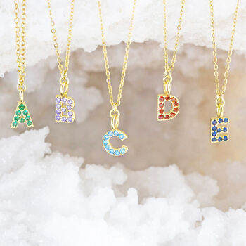 Gold Or Silver Plated Birthstone Initial Necklace, 5 of 11