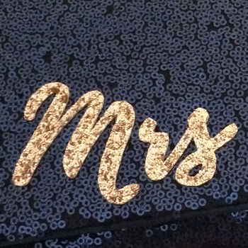 Black Or Navy Sequin Mrs Initial Clutch, 8 of 8