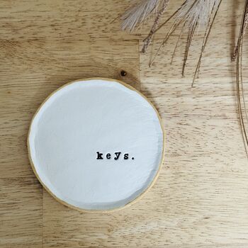 Personalised Clay Key Dish Gold, Decorative Key Tray, 2 of 2