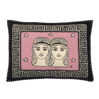 Gemini Hand Embroidered Zodiac Cushion, 2 of 3
