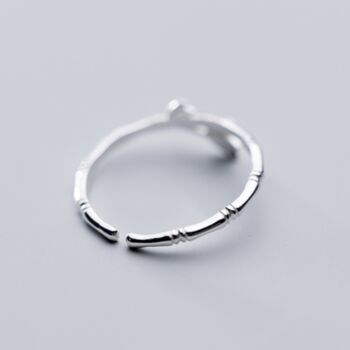 Sterling Silver Bamboo Design Adjustable Ring, 3 of 4