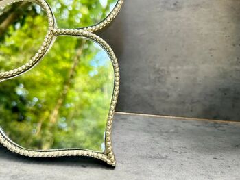 21cm Silver Flower Shaped Table Wall Mirror Small Gift, 4 of 7