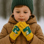 Kids’ 'DinoRex' Flip Over Mitten Cap Gloves – Soft Fuzzy Yarn Knit, thumbnail 1 of 12