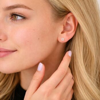 Sterling Silver Cut Out Star Stud Earrings – 5mm, 4 of 8