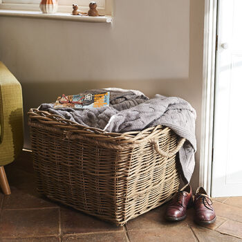 Rectangular Log Basket With Hessian Lining And Handles, 4 of 5