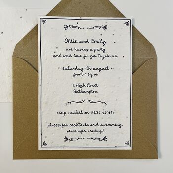 Handwritten Style Invitations Plain Or Plantable Card, 4 of 5