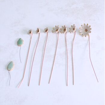 White And Gold Ceramic Flower Bouquet Small, 4 of 11