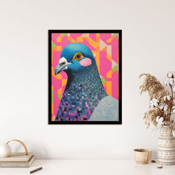 Perky Pigeon Bird Fun Bright Modern Wall Art Print, 4 of 6