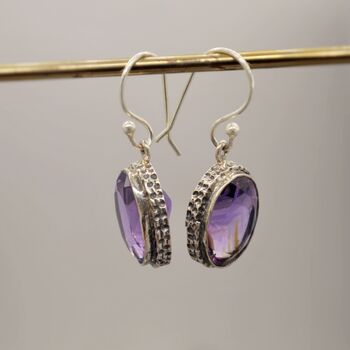 Purple Amethyst Sterling Silver Earrings, 5 of 7