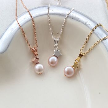 Mini Single Pearl Pendant With Star, 5 of 11