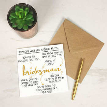 Personalised Be My Bridesmaid/Bridesman Wedding Card, 4 of 7