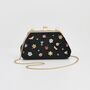 Floral Ditsy Embroidered Black Velvet Clutch Bag, thumbnail 1 of 5