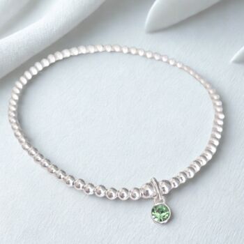 Sterling Silver August Birthstone Beaded Stretch Bracelet, 2 of 6