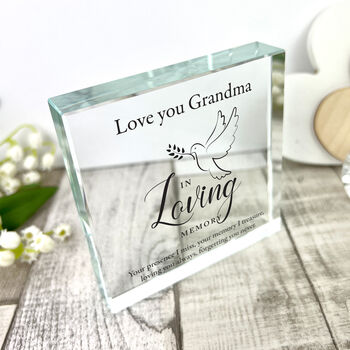 Personalised In Loving Memory Dove Crystal Token, 4 of 6
