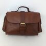 Small Leather Crossbody Satchel Handheld Handbag Chocolate Brown With Side Pockets, thumbnail 5 of 8
