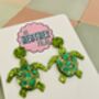 Ocean Wanderer Turtle Glitter Resin Earrings, thumbnail 3 of 4