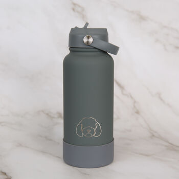 Cockapoo/ Cavapoo/ Maltipoo 30oz Water Bottle With Removable Dog Bowl In Pink/ Grey, 4 of 7