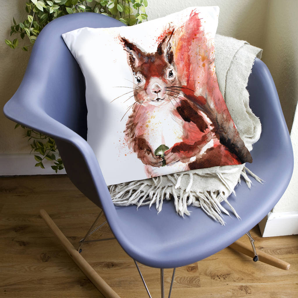 Inky Squirrel Large Luxury Cushion And Inner, 1 of 4
