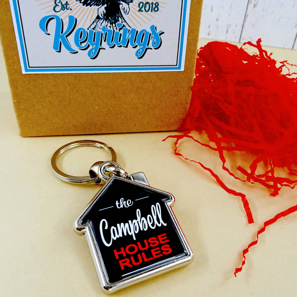 Personalised House Rules Keyring By FROZEN FIRE