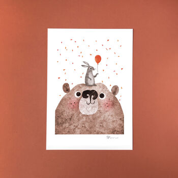 Bear And Bunny A4 Recycled Art Print, 5 of 5