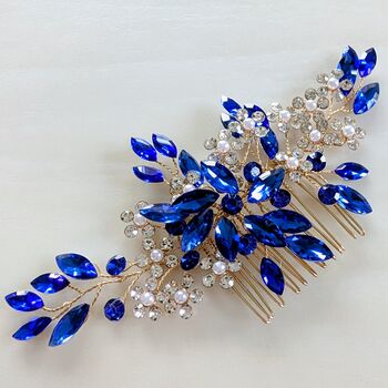 Royal Blue Crystal Hair Comb, 2 of 5