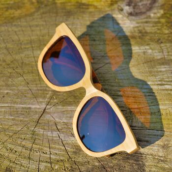 Orleans Natural Bamboo Sunglasses With Amber Lens, 2 of 9