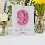 Personalised 9th Birthday Card Wooden Number Gift, thumbnail 1 of 4