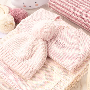 Luxury Baby Girl Pale Pink And Cream Knitted Gift Set, 12 of 12