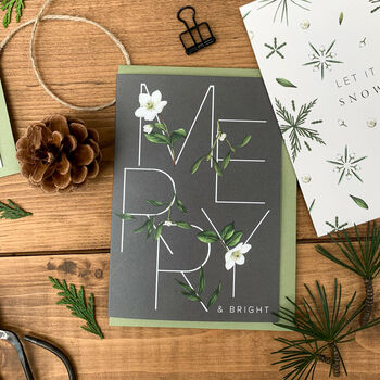 Botanical Christmas Card 'Merry And Bright', 2 of 2